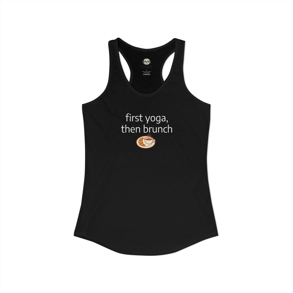 Women's Racerback Tank — "First Yoga, Then Brunch" Activewear