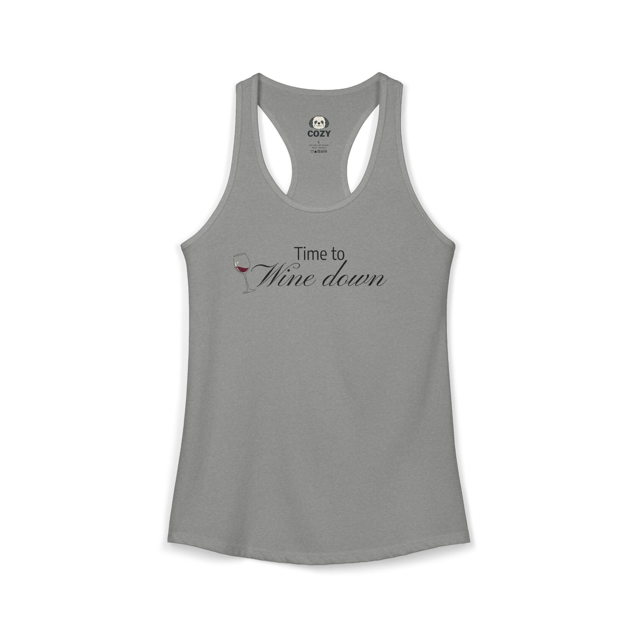 Time to Wine Down Racerback Tank — Yoga Wine Glass Tank Top for Women