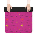 Pink Feminine Yoga Mat — "I Make My Hopes" Patterned Rubber Exercise Mat
