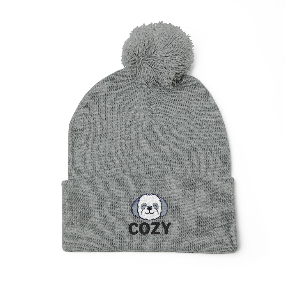 Cozy Shih-Poo Pom-Pom Knit Cap (Embroidery)
