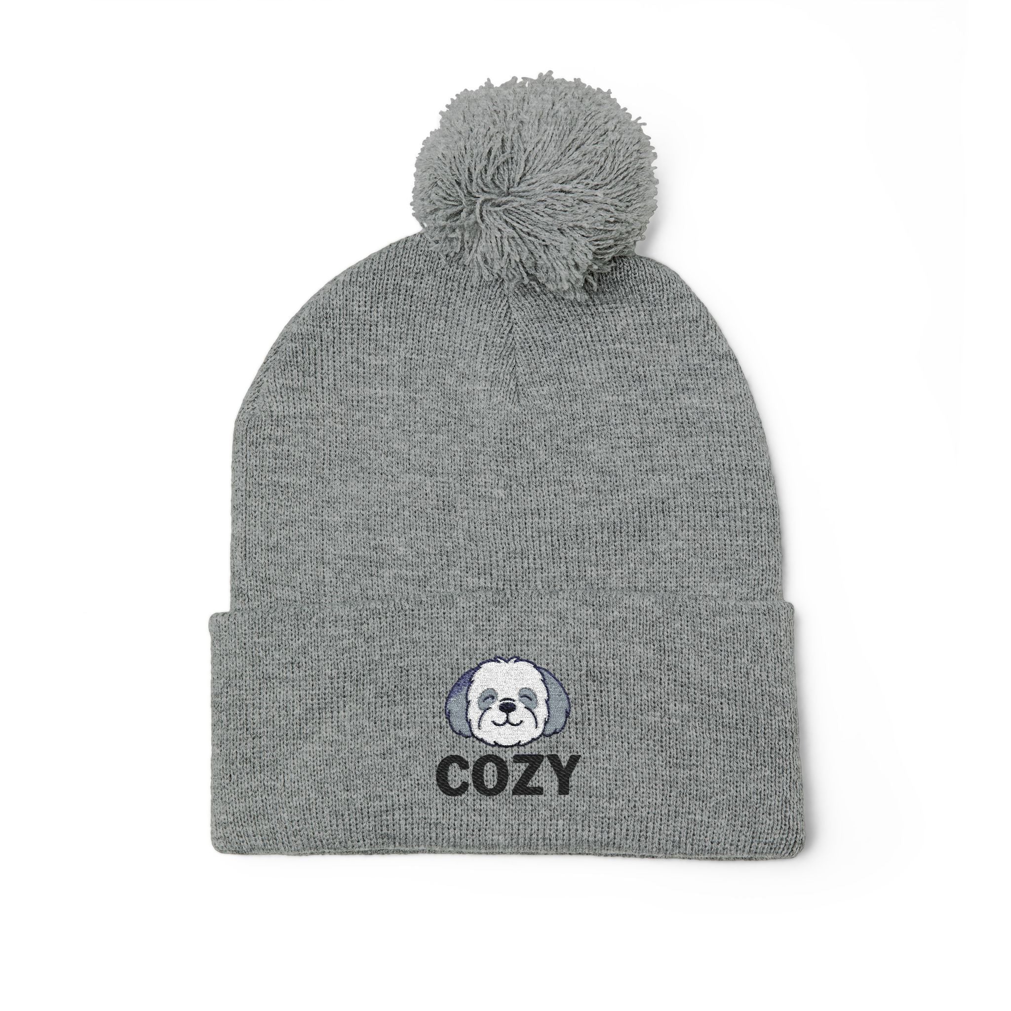 Cozy Shih-Poo Pom-Pom Knit Cap (Embroidery)
