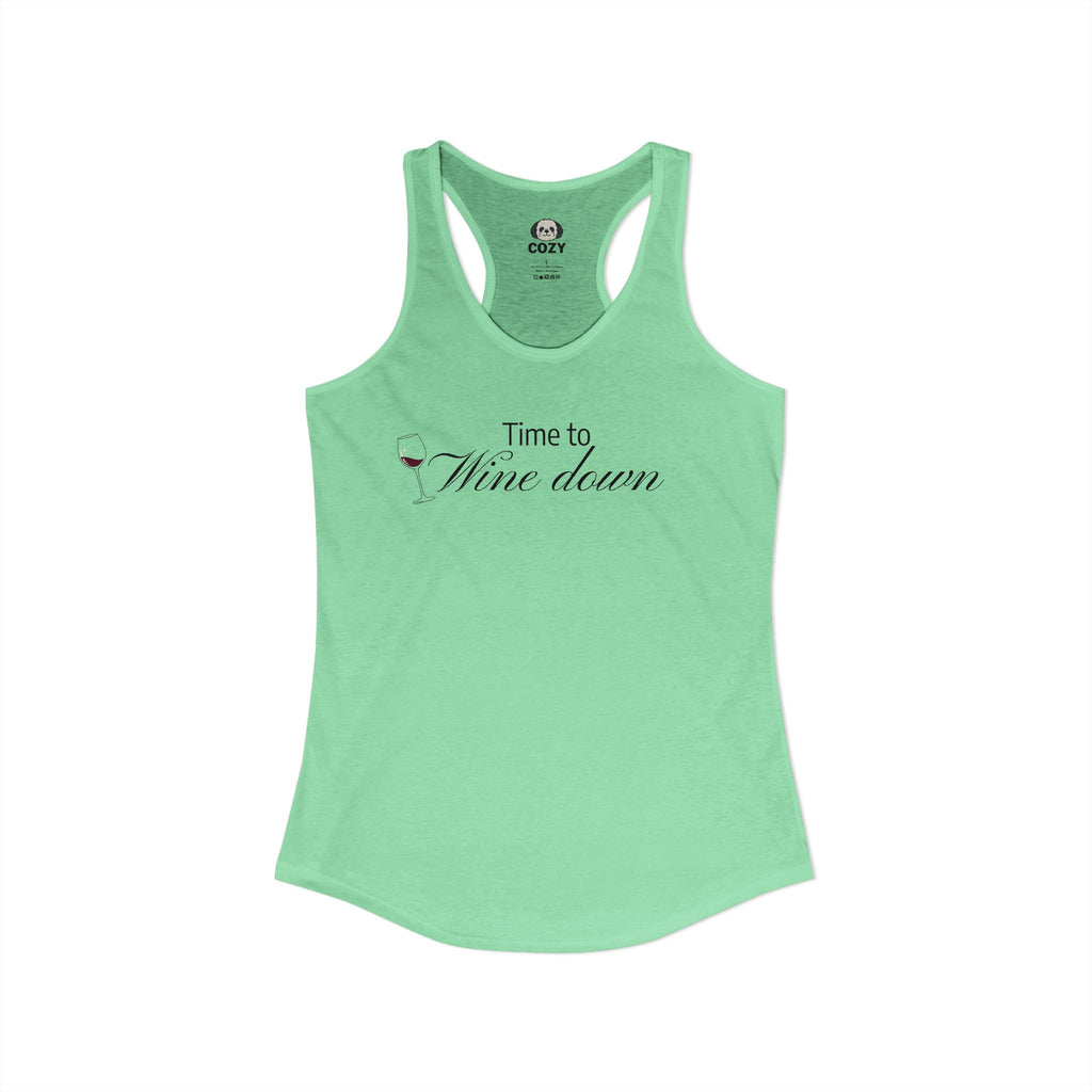 Time to Wine Down Racerback Tank — Yoga Wine Glass Tank Top for Women