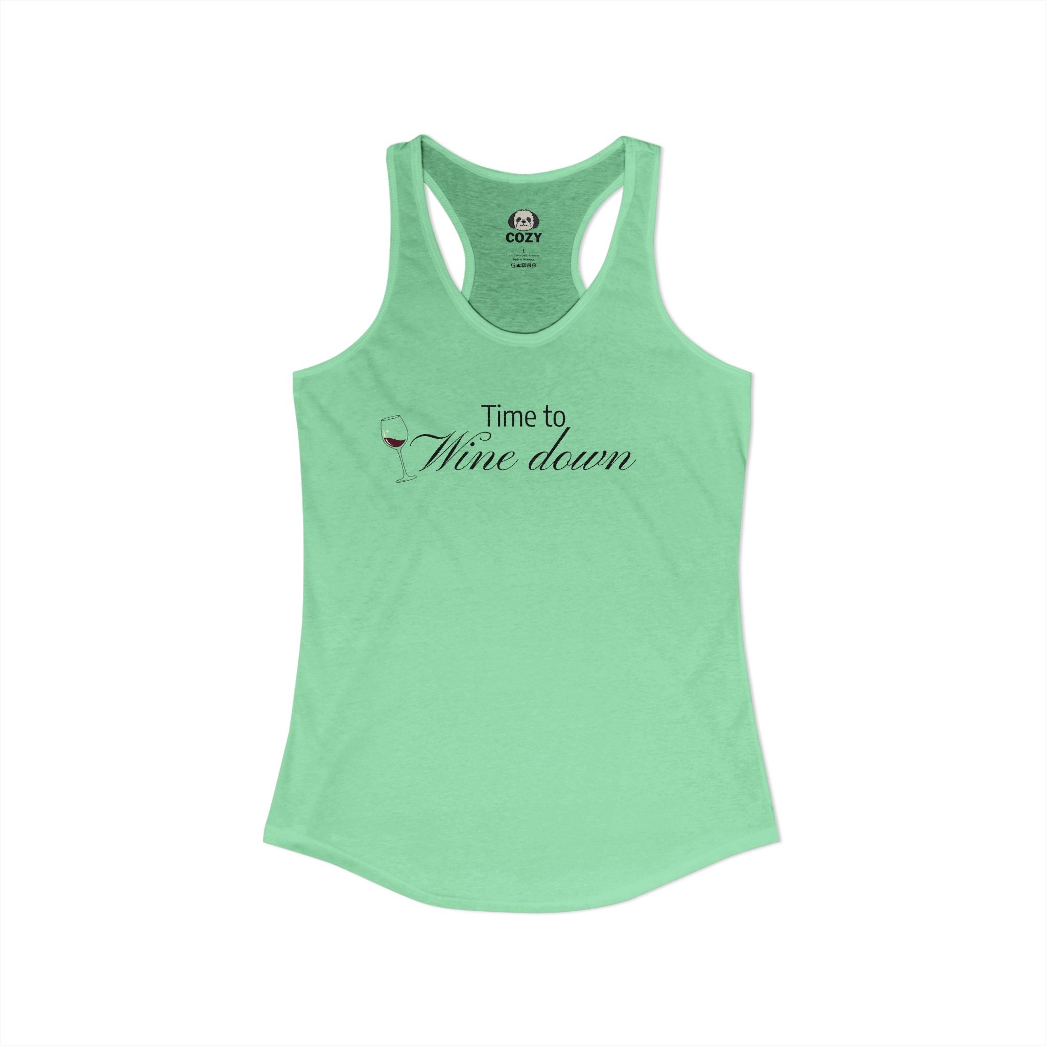 Time to Wine Down Racerback Tank — Yoga Wine Glass Tank Top for Women