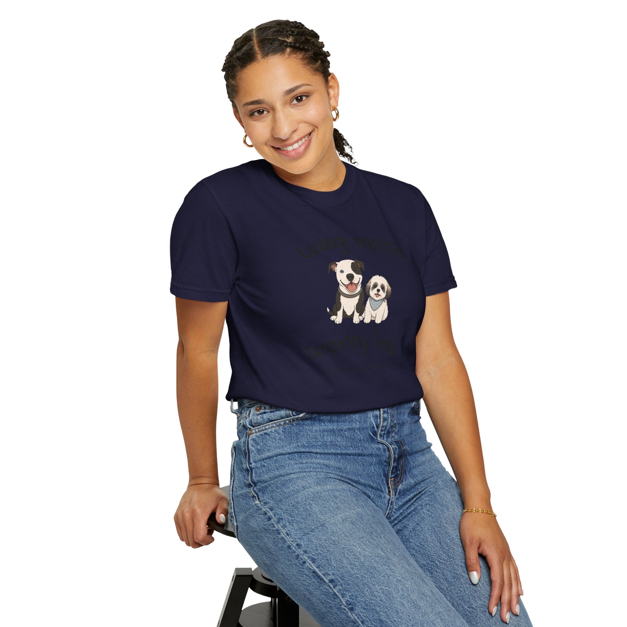 Wag More Worry Less Dog Graphic T-Shirt