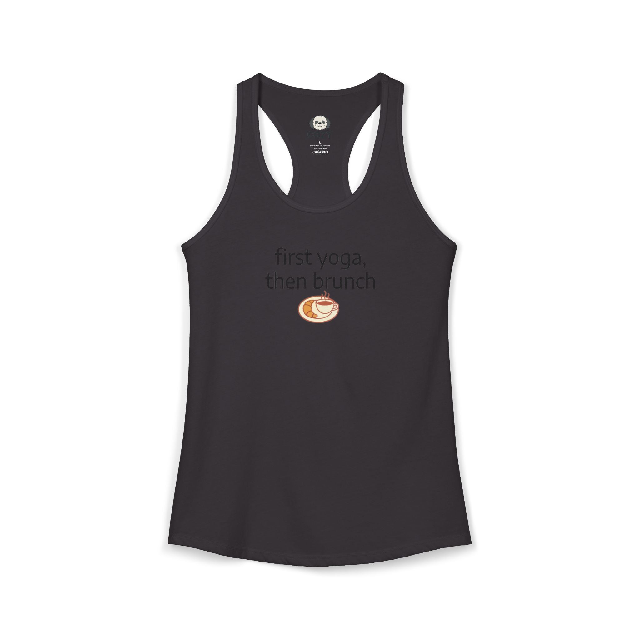 Women's Racerback Tank — "First Yoga, Then Brunch" Activewear