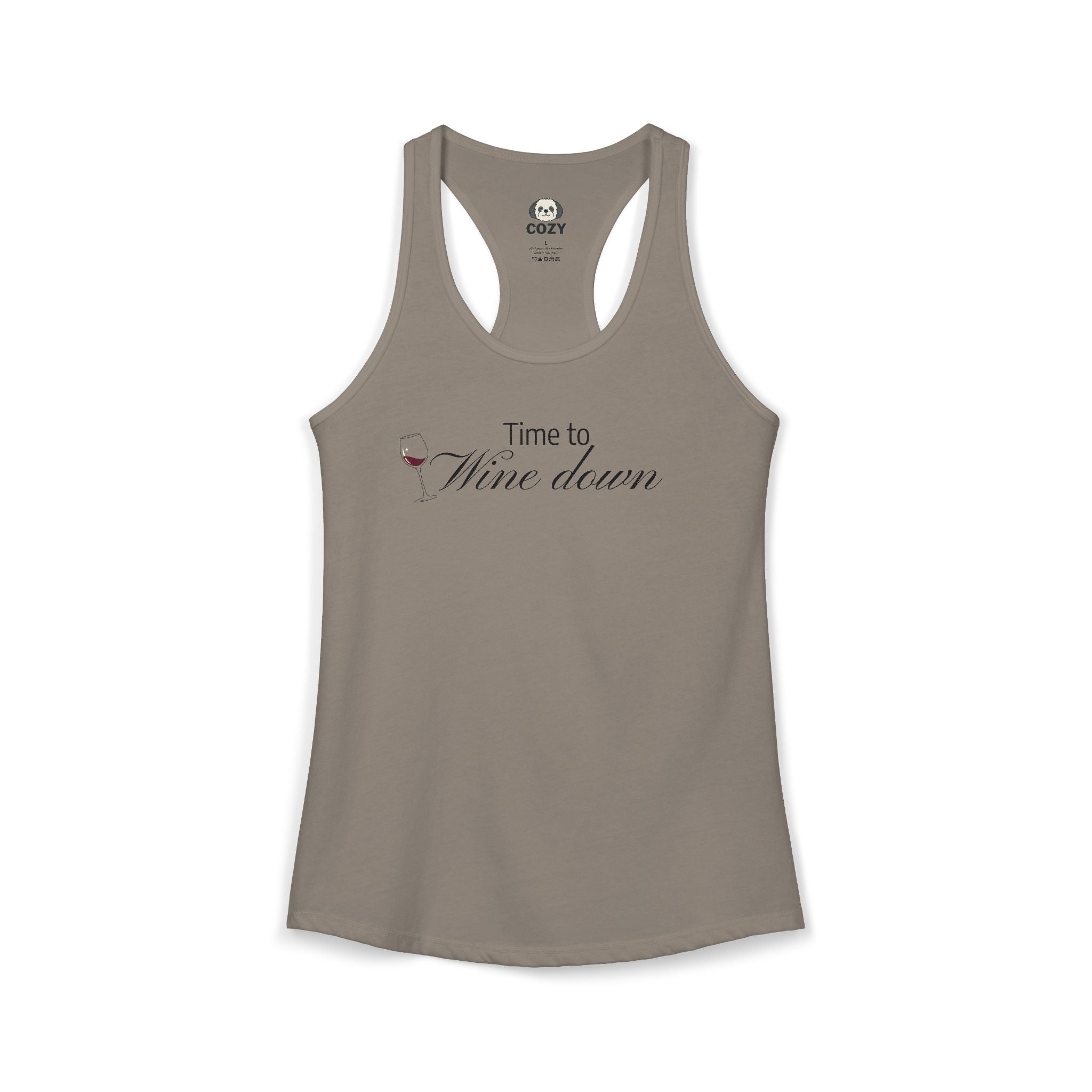 Time to Wine Down Racerback Tank — Yoga Wine Glass Tank Top for Women