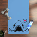 Cute Shark Rubber Yoga Mat — Non-Slip Blue Exercise Mat with Heart Bubble