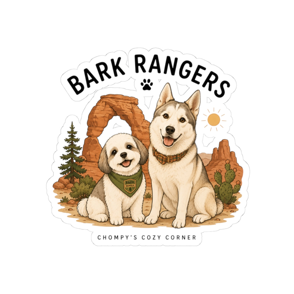 Bark Rangers Dog Sticker — Cute Adventure Pup Kiss-Cut Decal