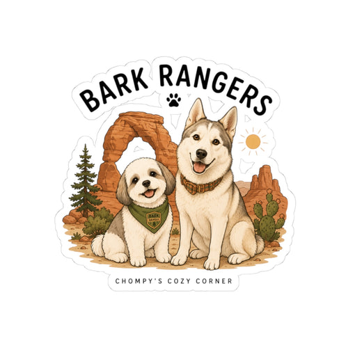 Bark Rangers Dog Sticker — Cute Adventure Pup Kiss-Cut Decal