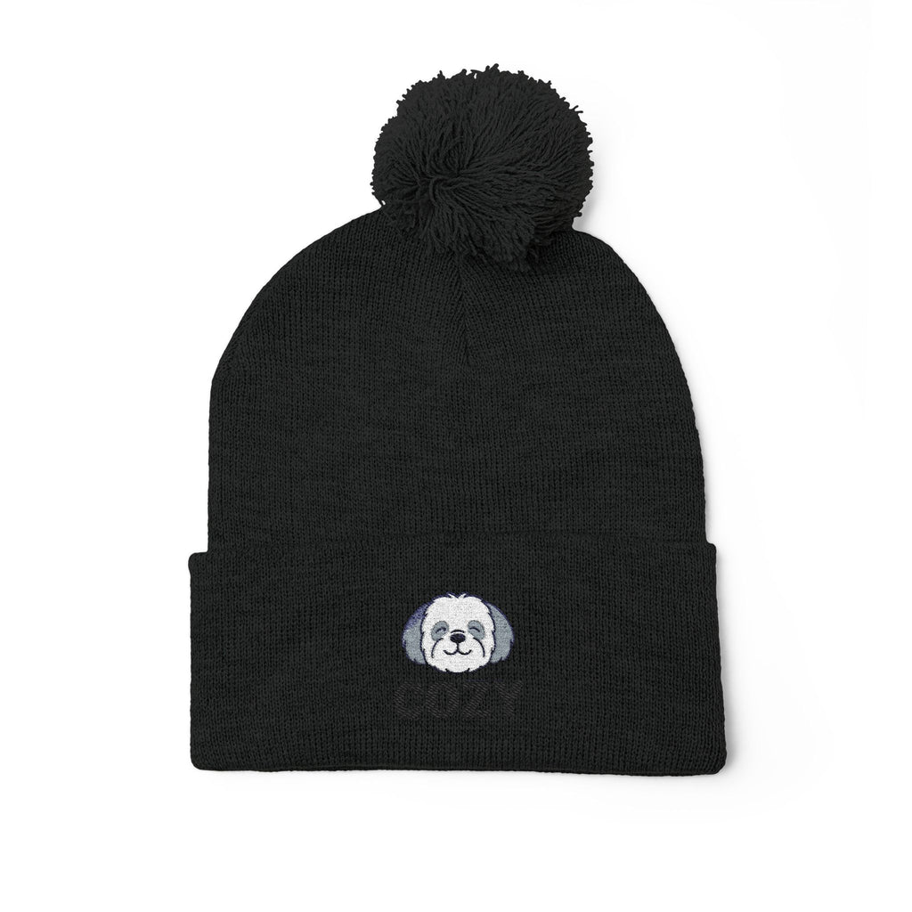 Cozy Shih-Poo Pom-Pom Knit Cap (Embroidery)