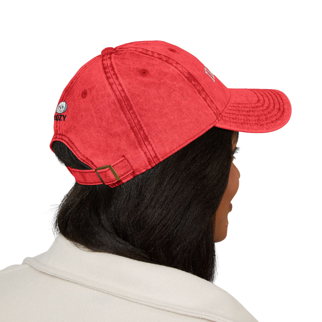 Vintage Embroidered Yoga Hat — "Namaste" Front with Cozy Shih-Poo Logo Back