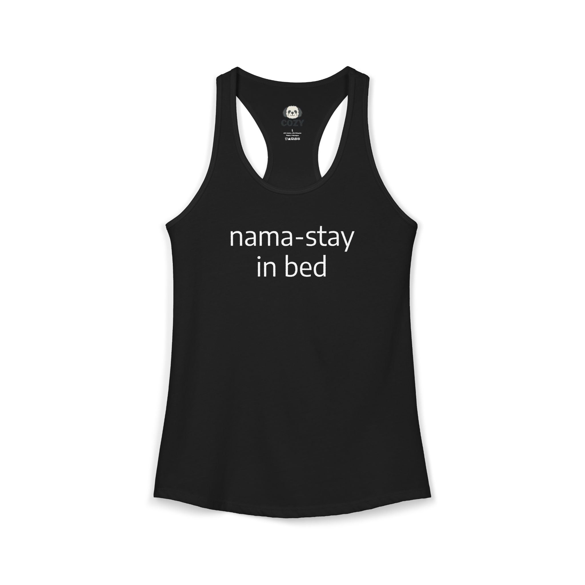 Nama-stay In Bed Racerback Tank — Funny Namaste Yoga Tank Top