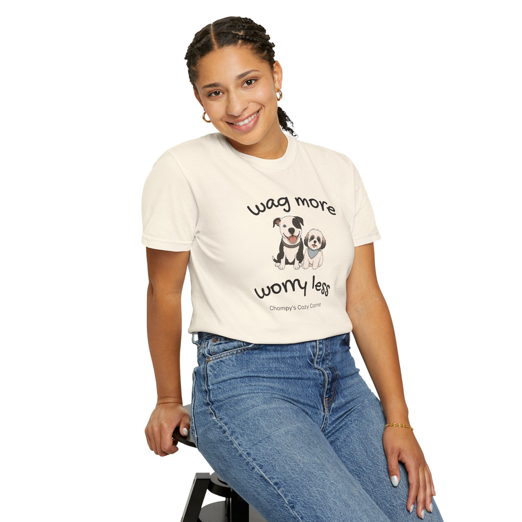 Wag More Worry Less Dog Graphic T-Shirt