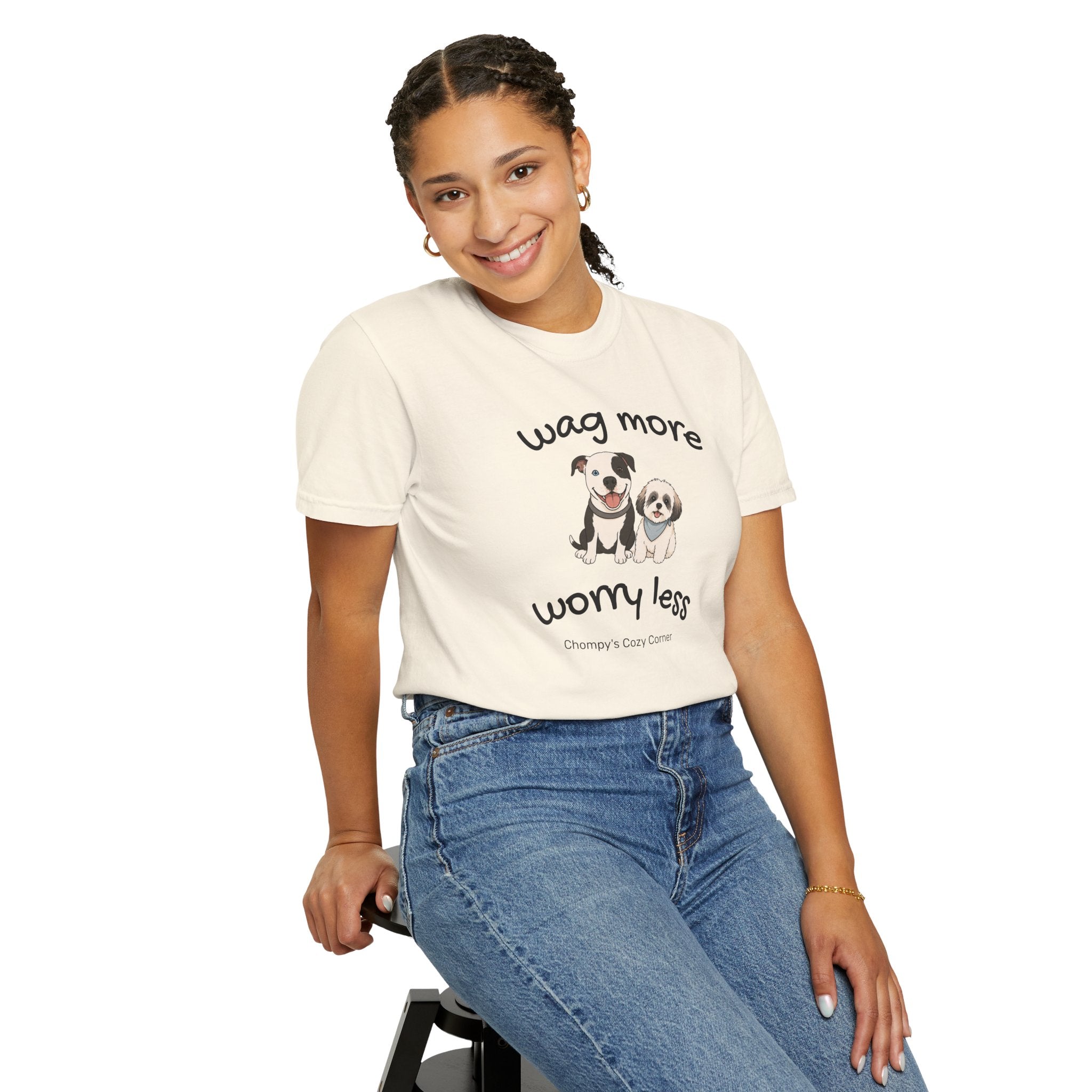 Wag More Worry Less Dog Graphic T-Shirt