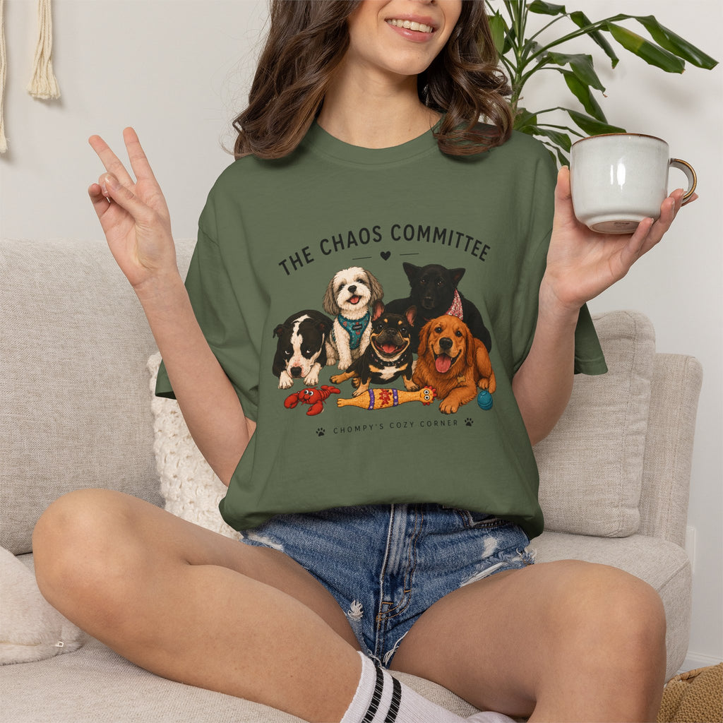 Chompy & Furriends ft. Fenlons: The Chaos Committee T-Shirt — Cute Pack of Dogs Graphic Tee