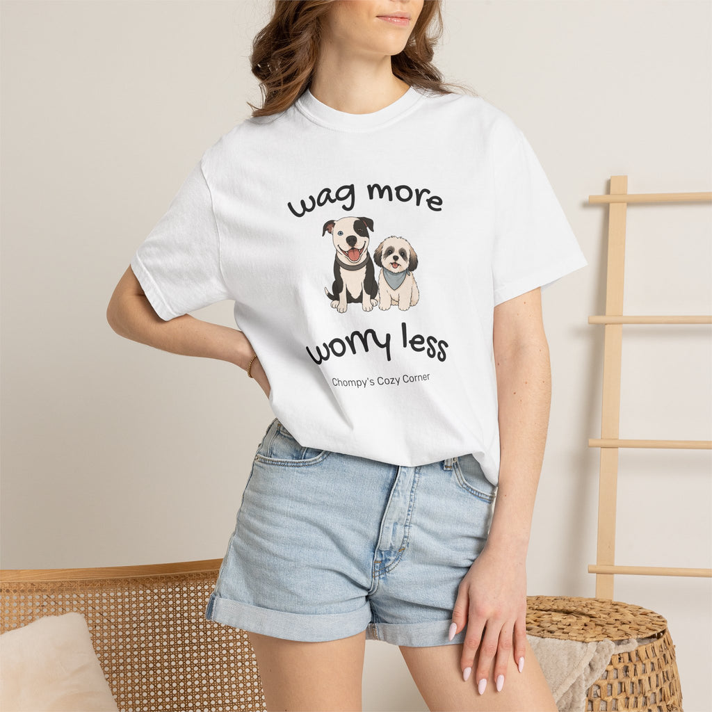 Wag More Worry Less Dog Graphic T-Shirt
