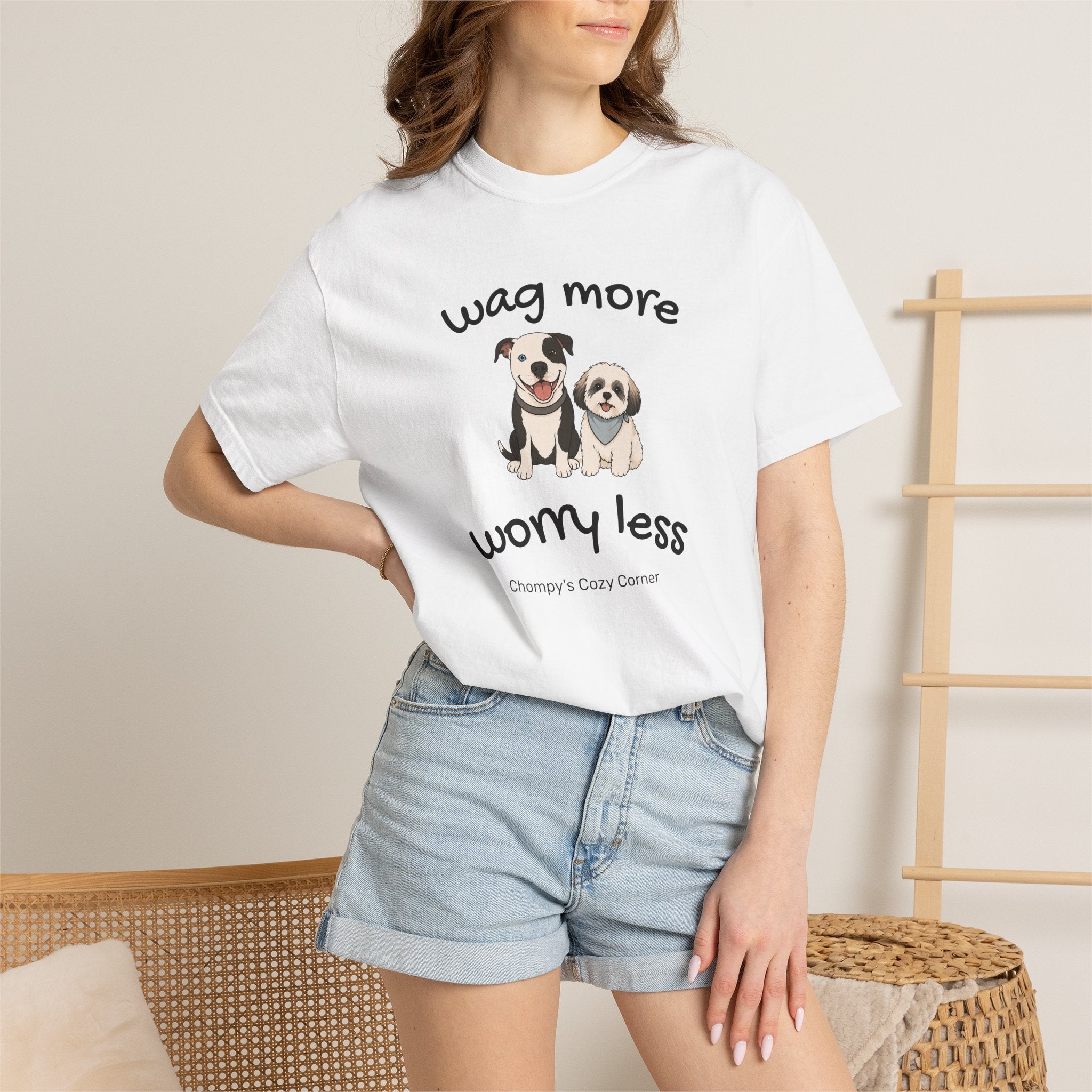 Wag More Worry Less Dog Graphic T-Shirt