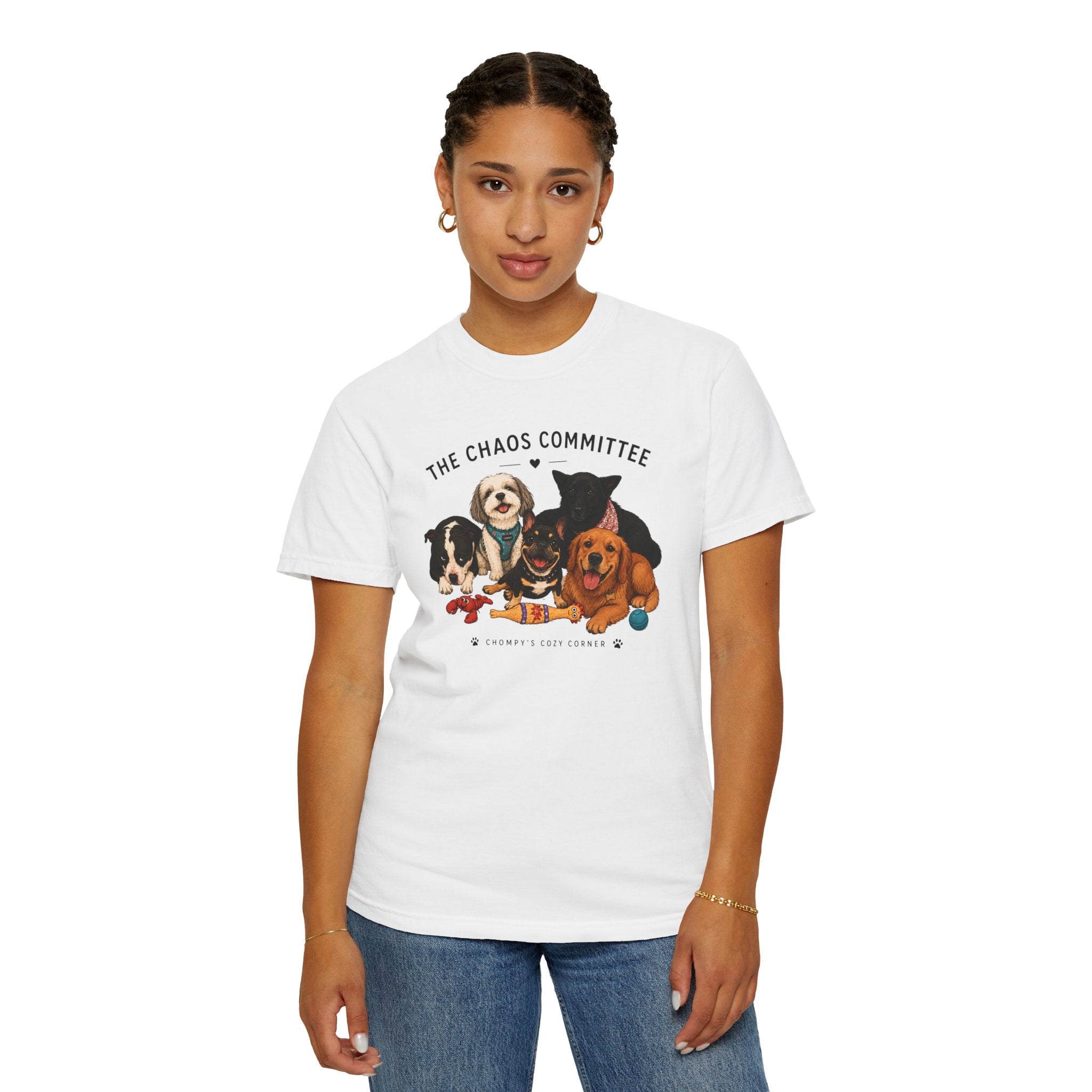 Chompy & Furriends ft. Fenlons: The Chaos Committee T-Shirt — Cute Pack of Dogs Graphic Tee