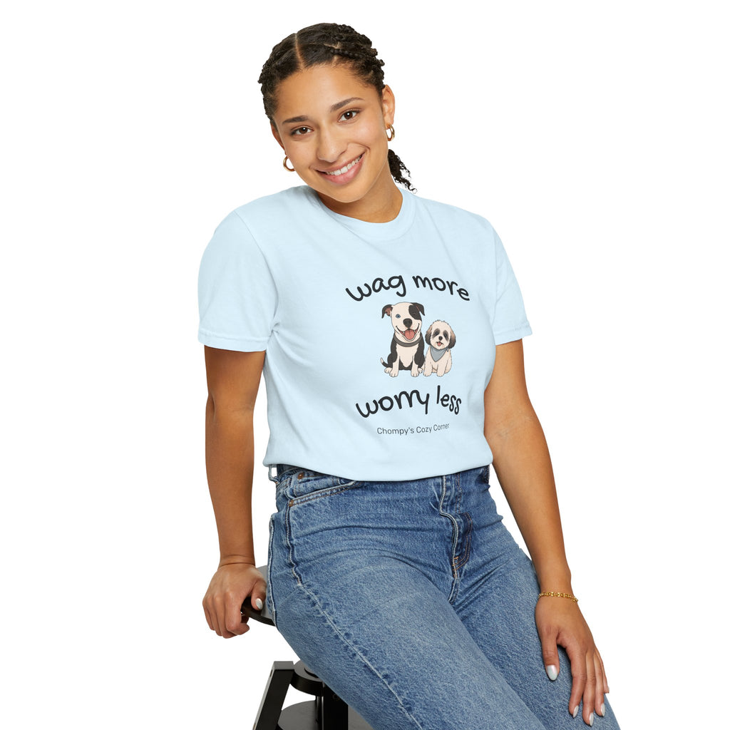 Wag More Worry Less Dog Graphic T-Shirt