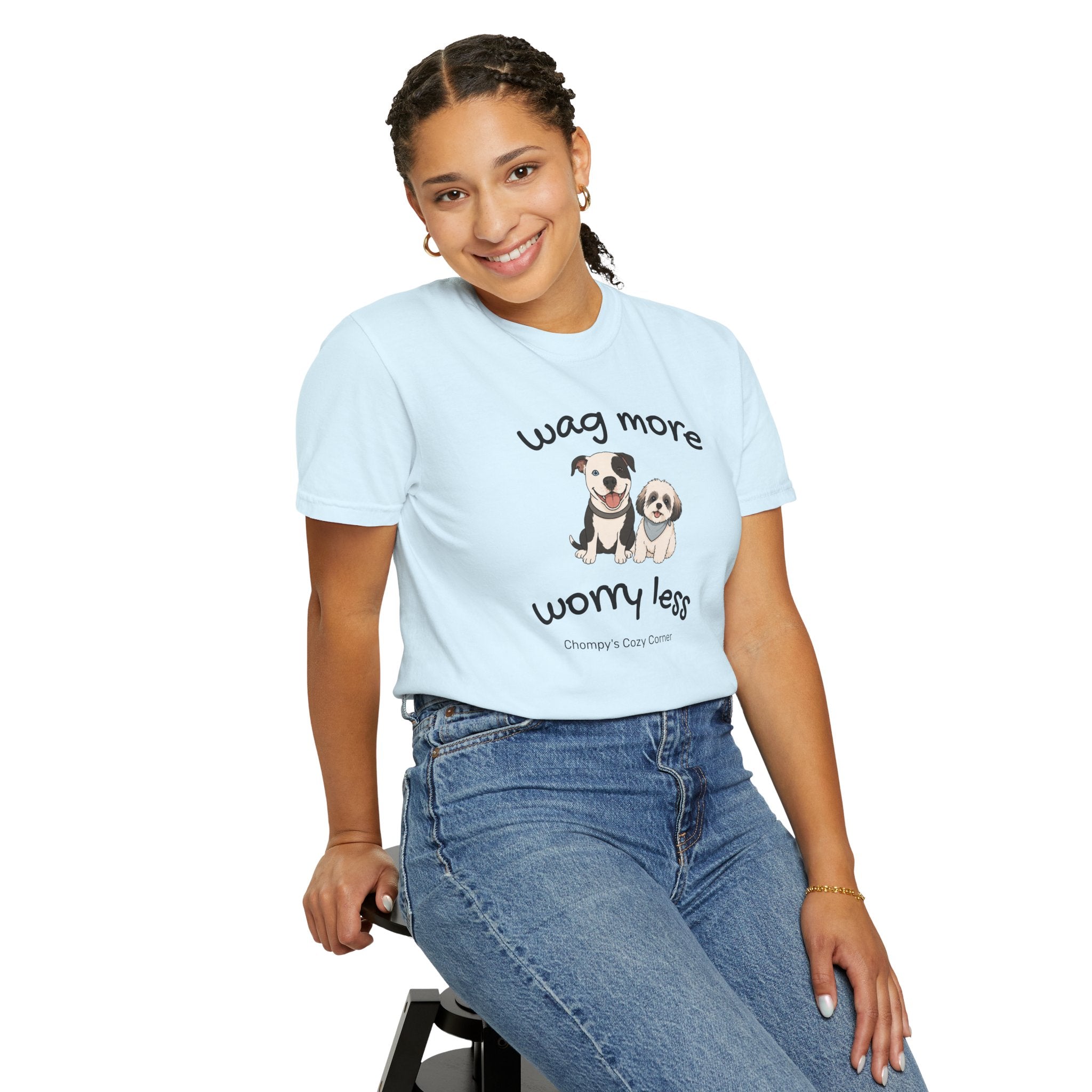 Wag More Worry Less Dog Graphic T-Shirt