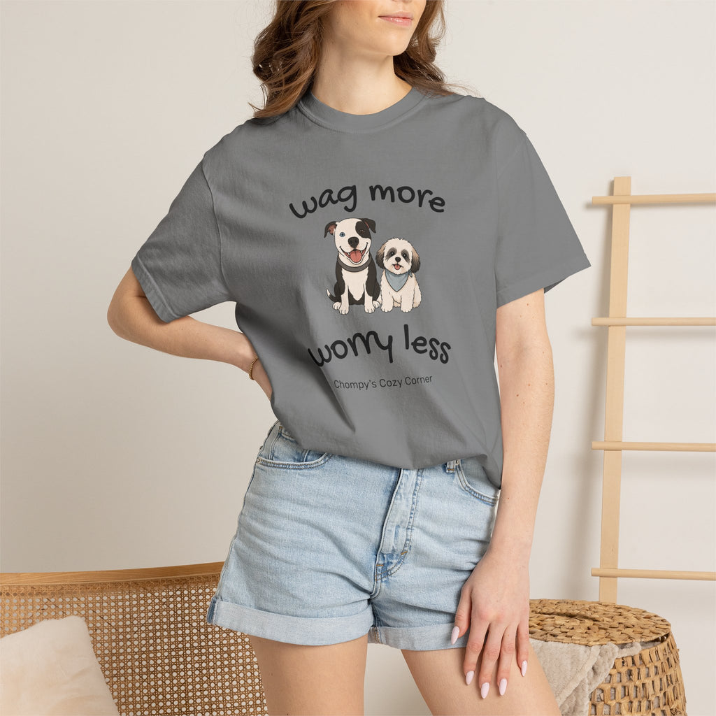 Wag More Worry Less Dog Graphic T-Shirt