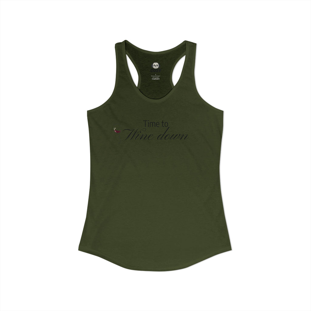 Time to Wine Down Racerback Tank — Yoga Wine Glass Tank Top for Women