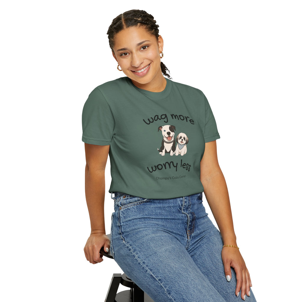 Wag More Worry Less Dog Graphic T-Shirt