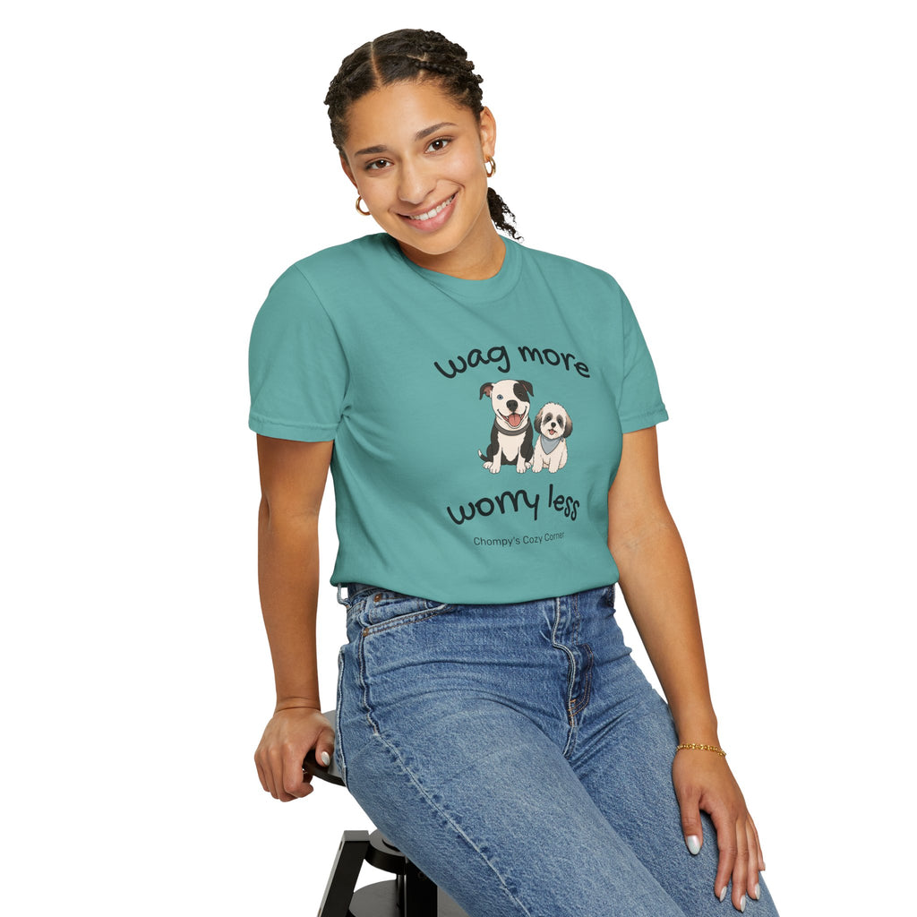 Wag More Worry Less Dog Graphic T-Shirt