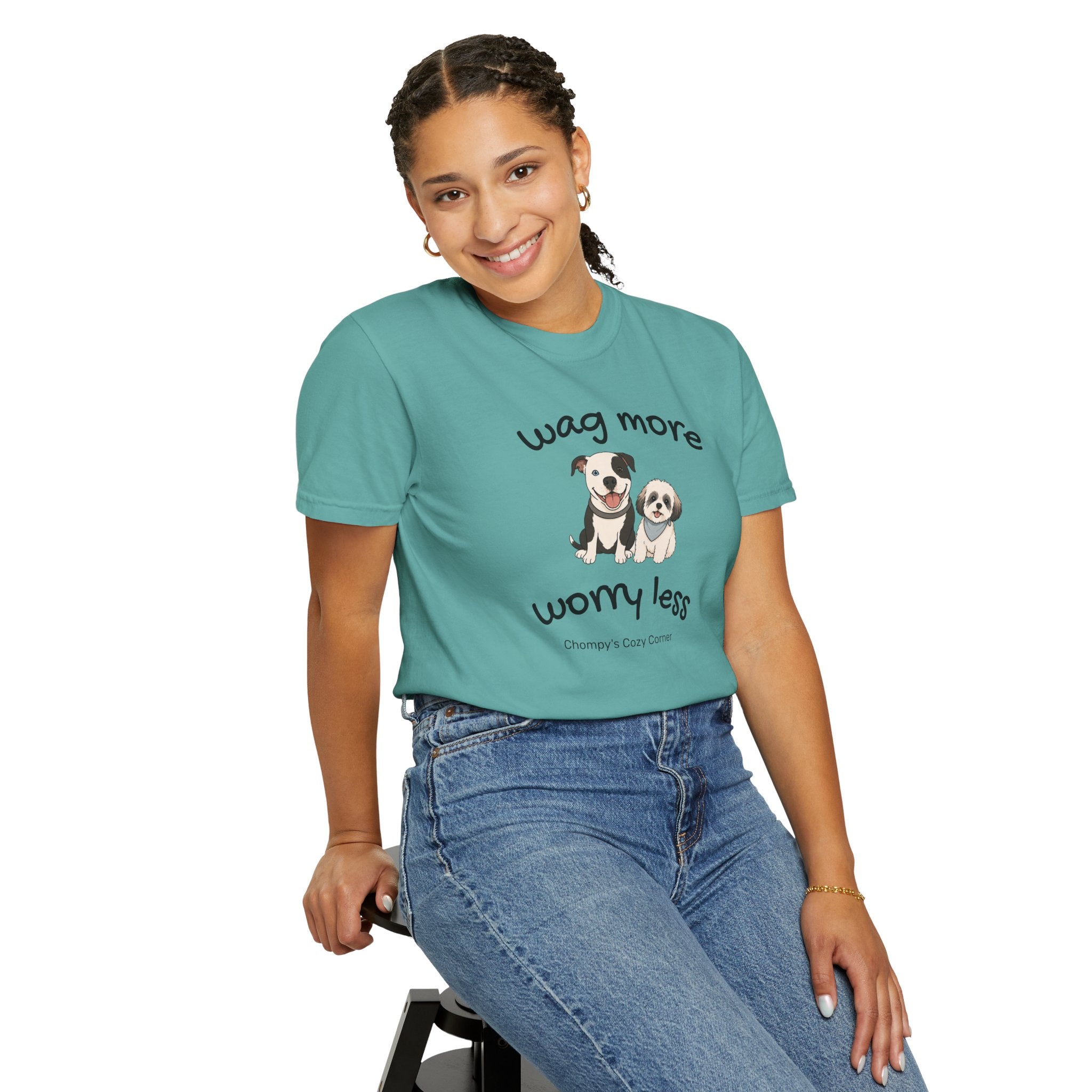 Wag More Worry Less Dog Graphic T-Shirt