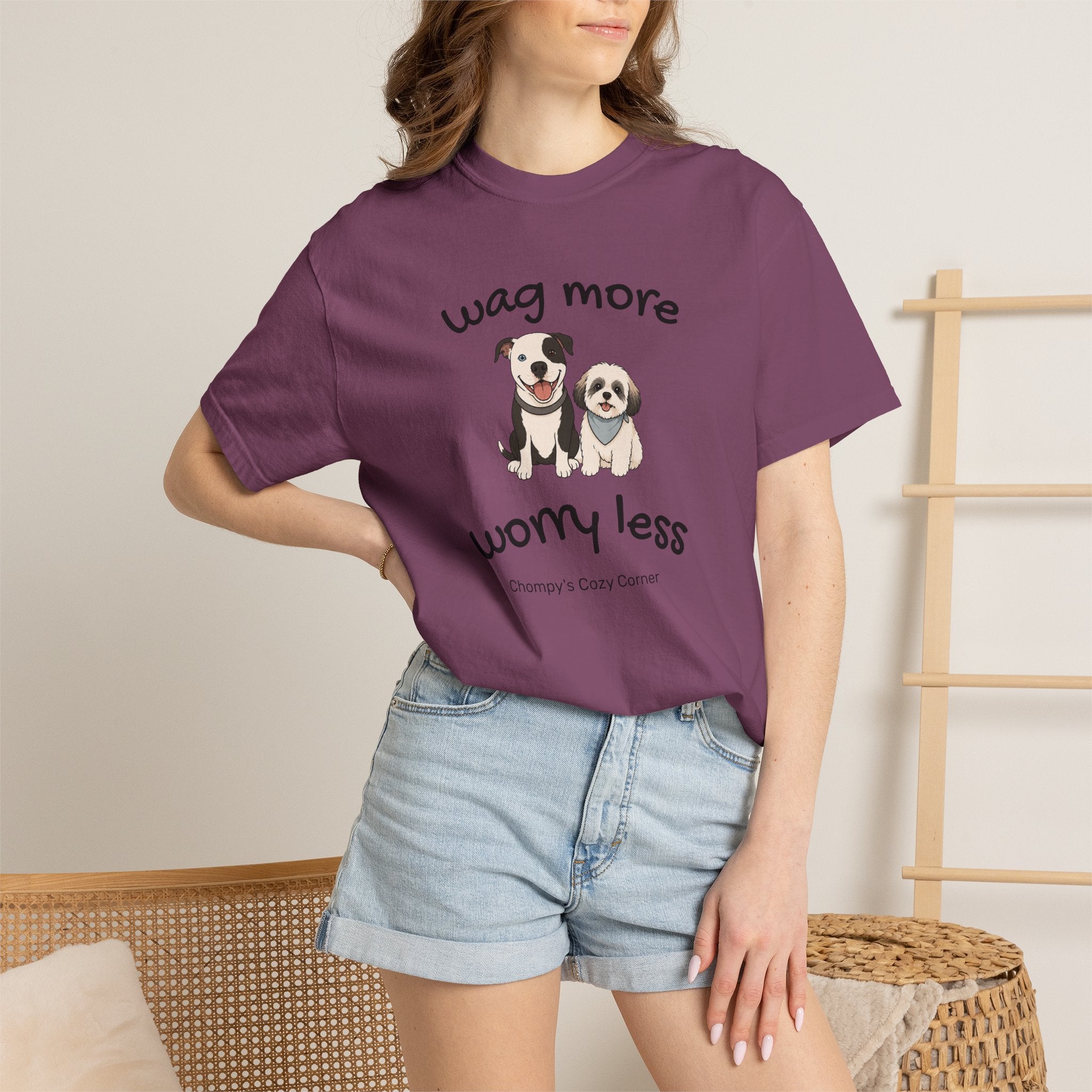 Wag More Worry Less Dog Graphic T-Shirt