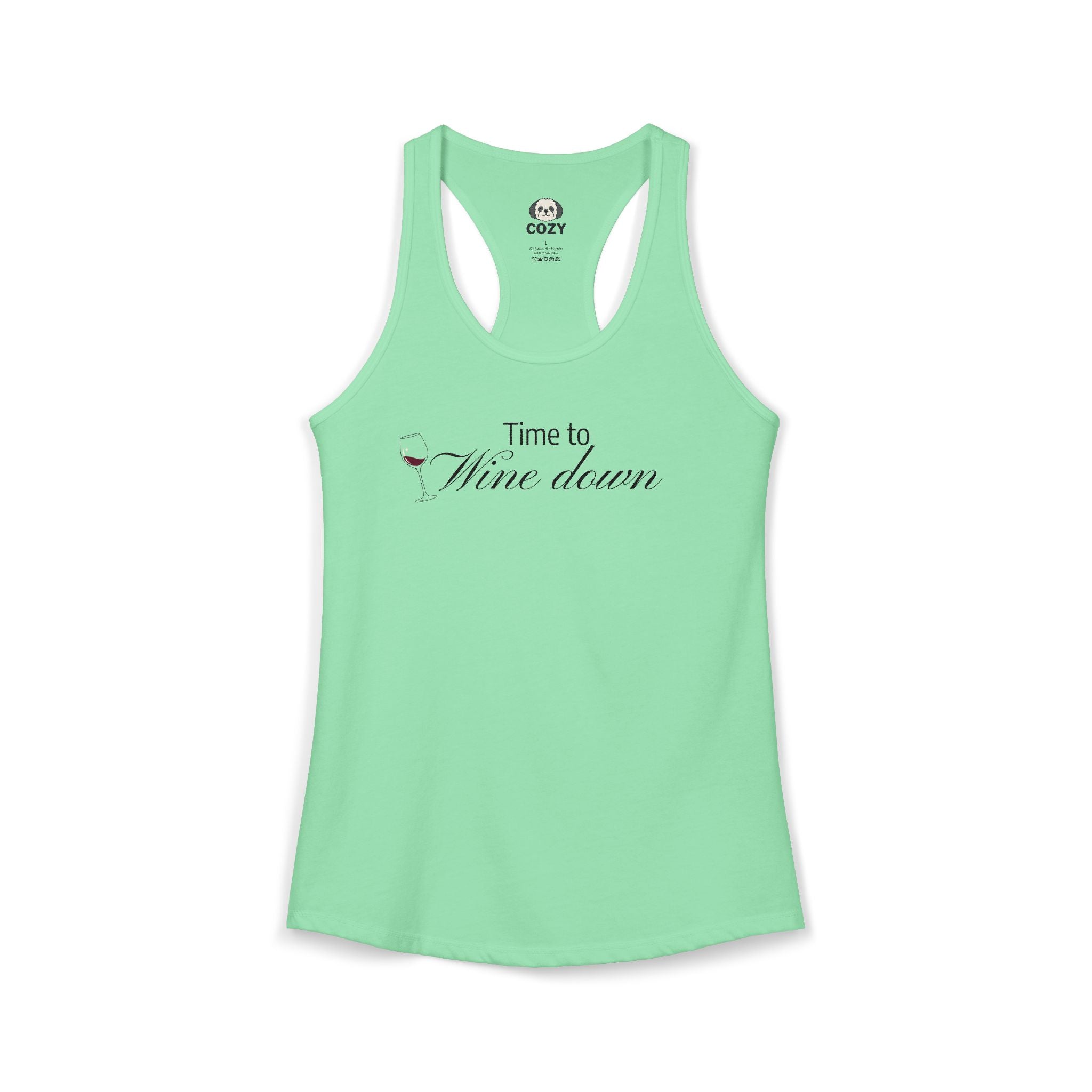 Time to Wine Down Racerback Tank — Yoga Wine Glass Tank Top for Women