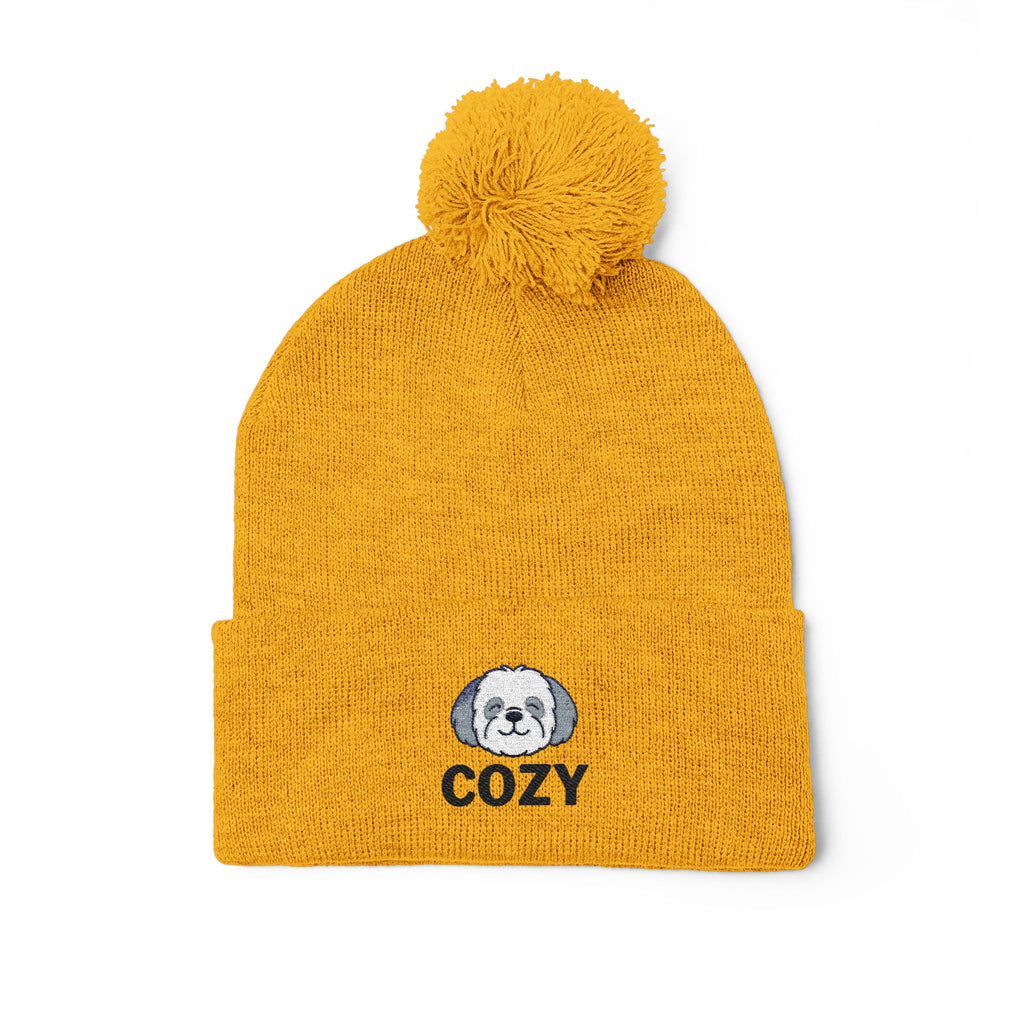 Cozy Shih-Poo Pom-Pom Knit Cap (Embroidery)