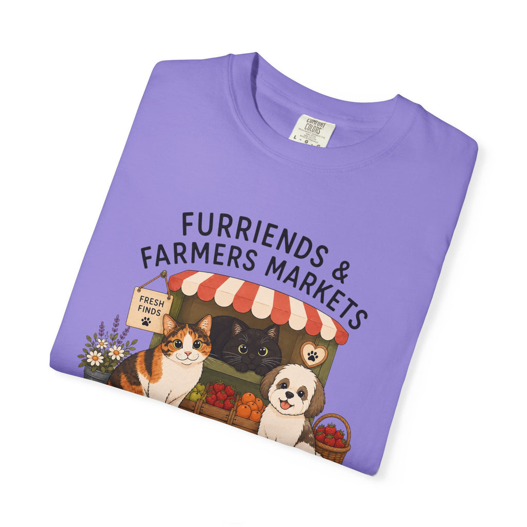 Chompy & Furriends ft. Fenlon Felines: Farmers Market Dogs T-Shirt — “Furriends & Farmers Markets” Cute Pet Market Tee