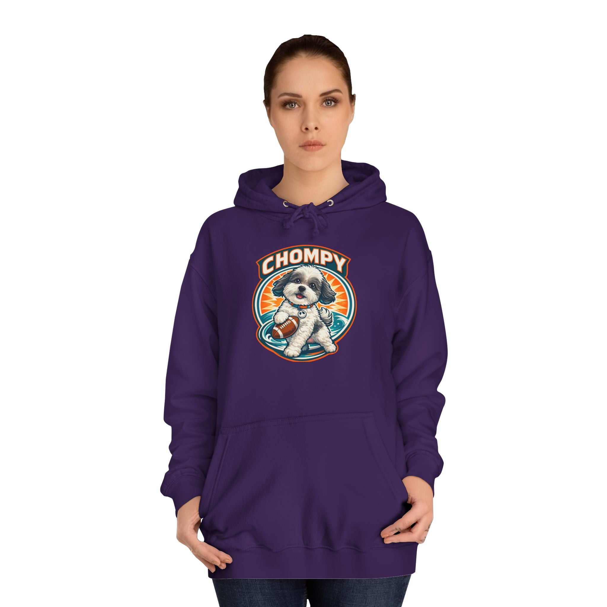 'Chompy' Football Cute Puppy Retro College Hoodie