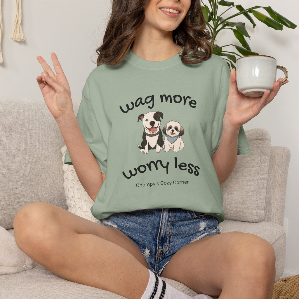 Wag More Worry Less Dog Graphic T-Shirt