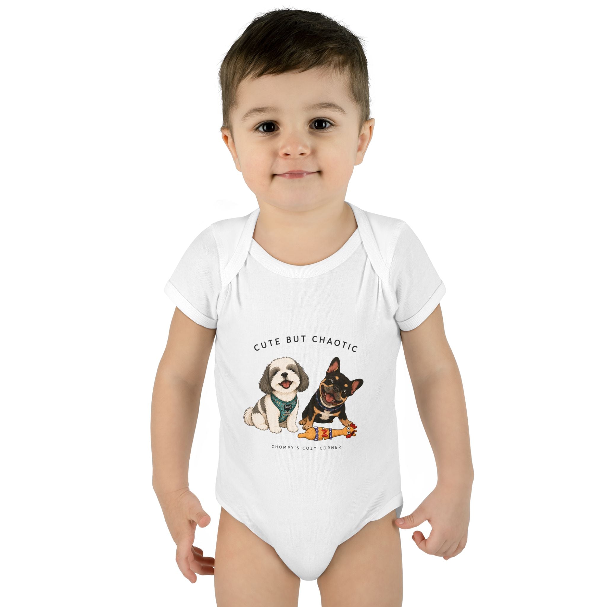 Chompy and Furriends ft. Cliffy: Cute But Chaotic Puppy Infant Bodysuit