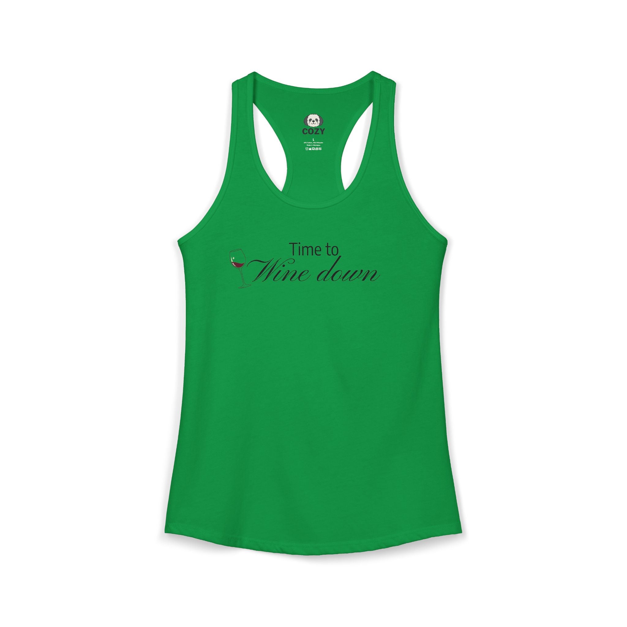 Time to Wine Down Racerback Tank — Yoga Wine Glass Tank Top for Women