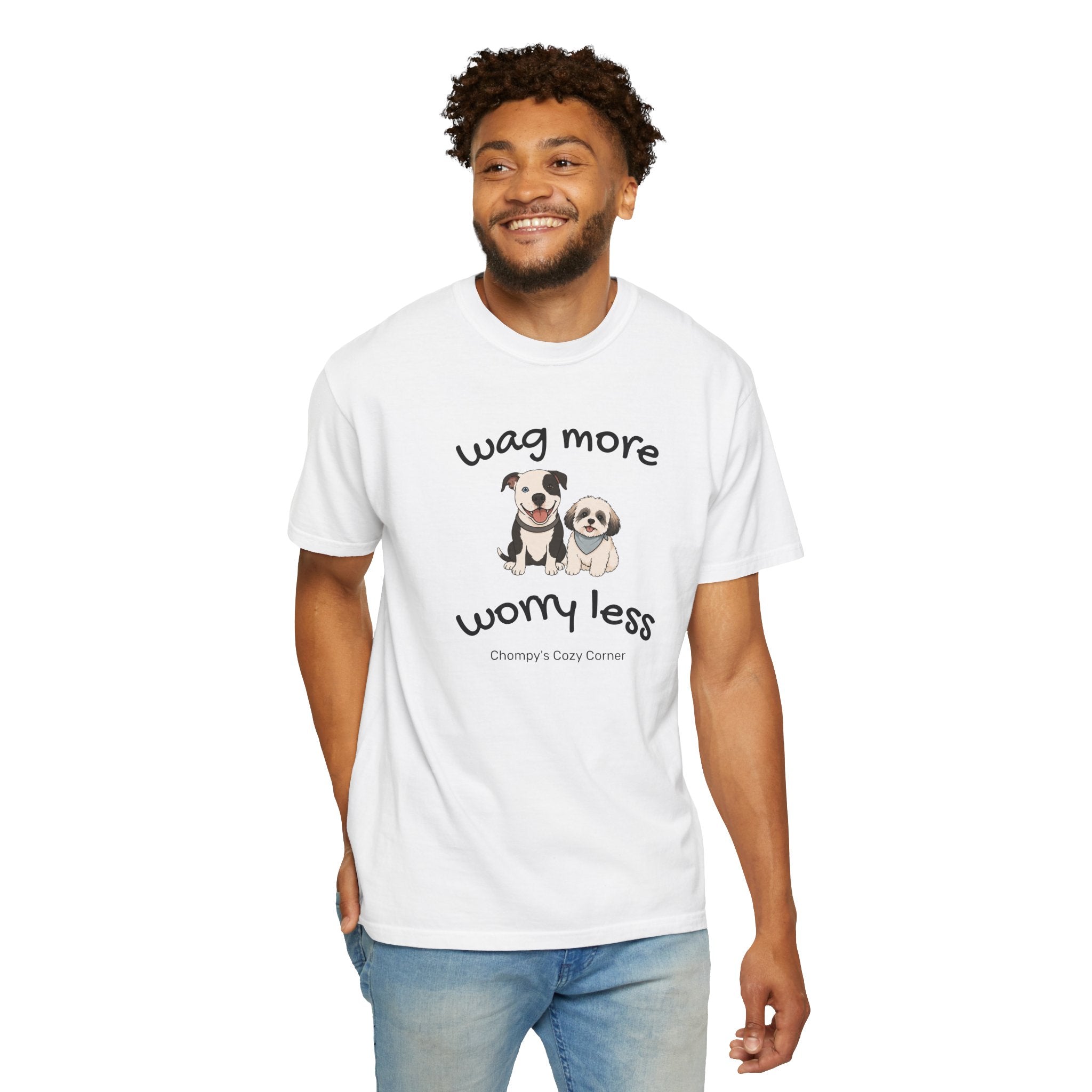 Wag More Worry Less Dog Graphic T-Shirt