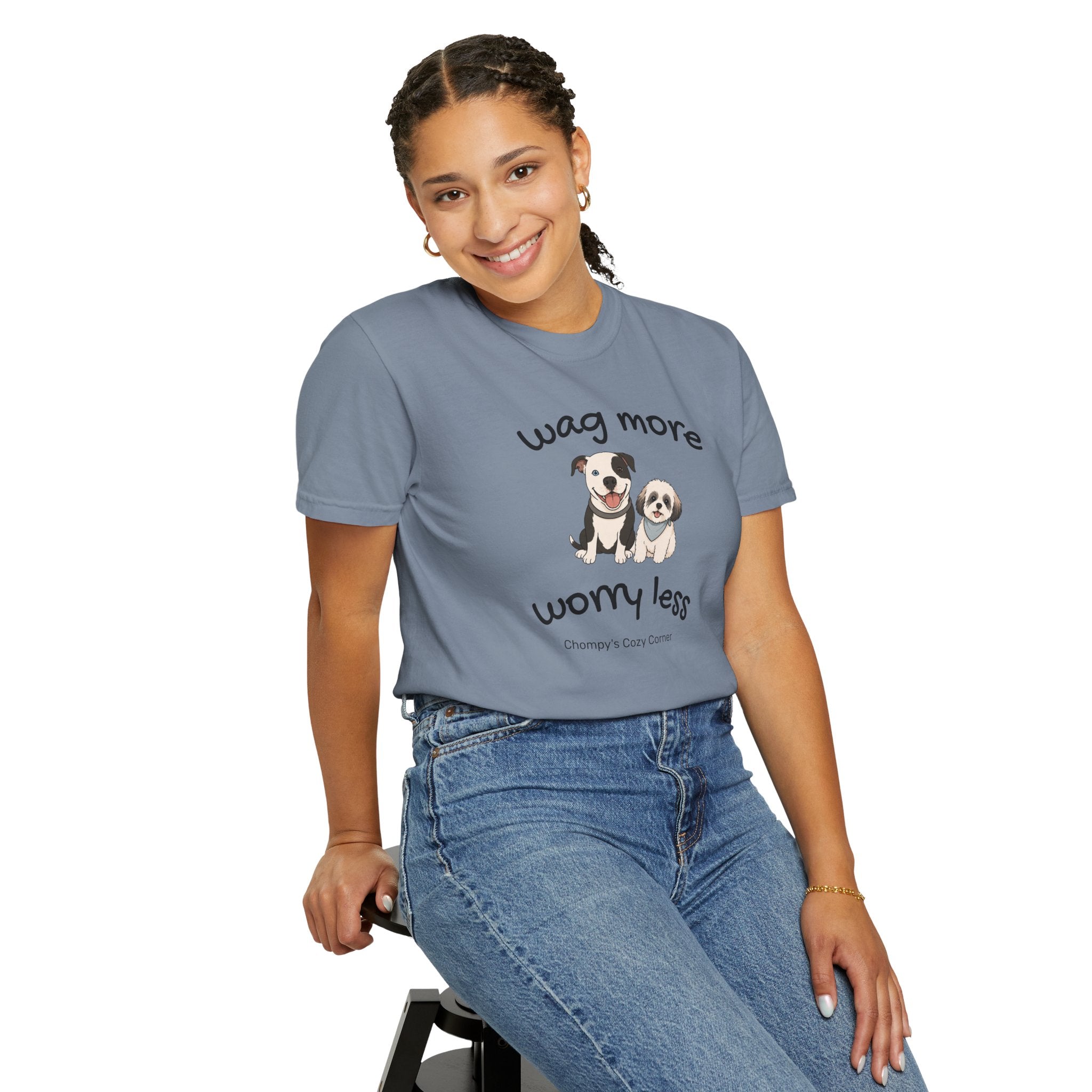Wag More Worry Less Dog Graphic T-Shirt