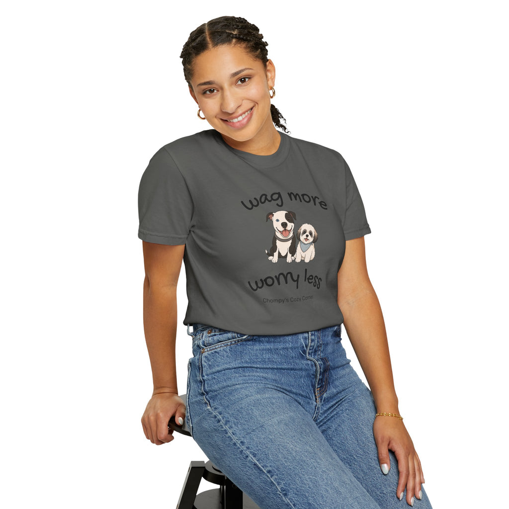 Wag More Worry Less Dog Graphic T-Shirt