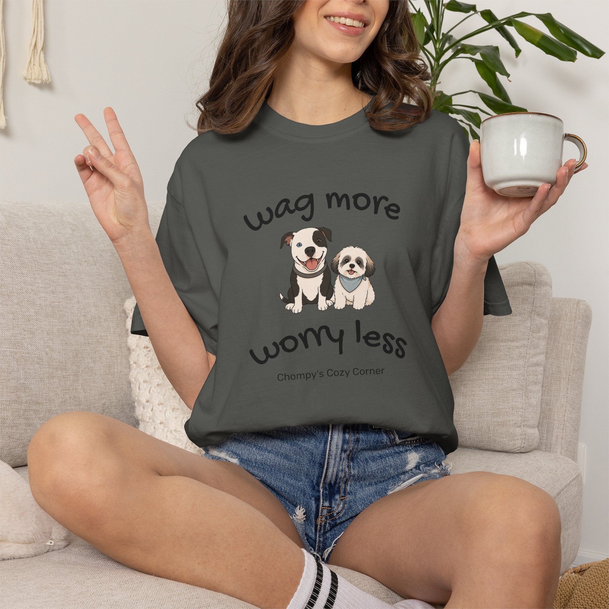 Wag More Worry Less Dog Graphic T-Shirt