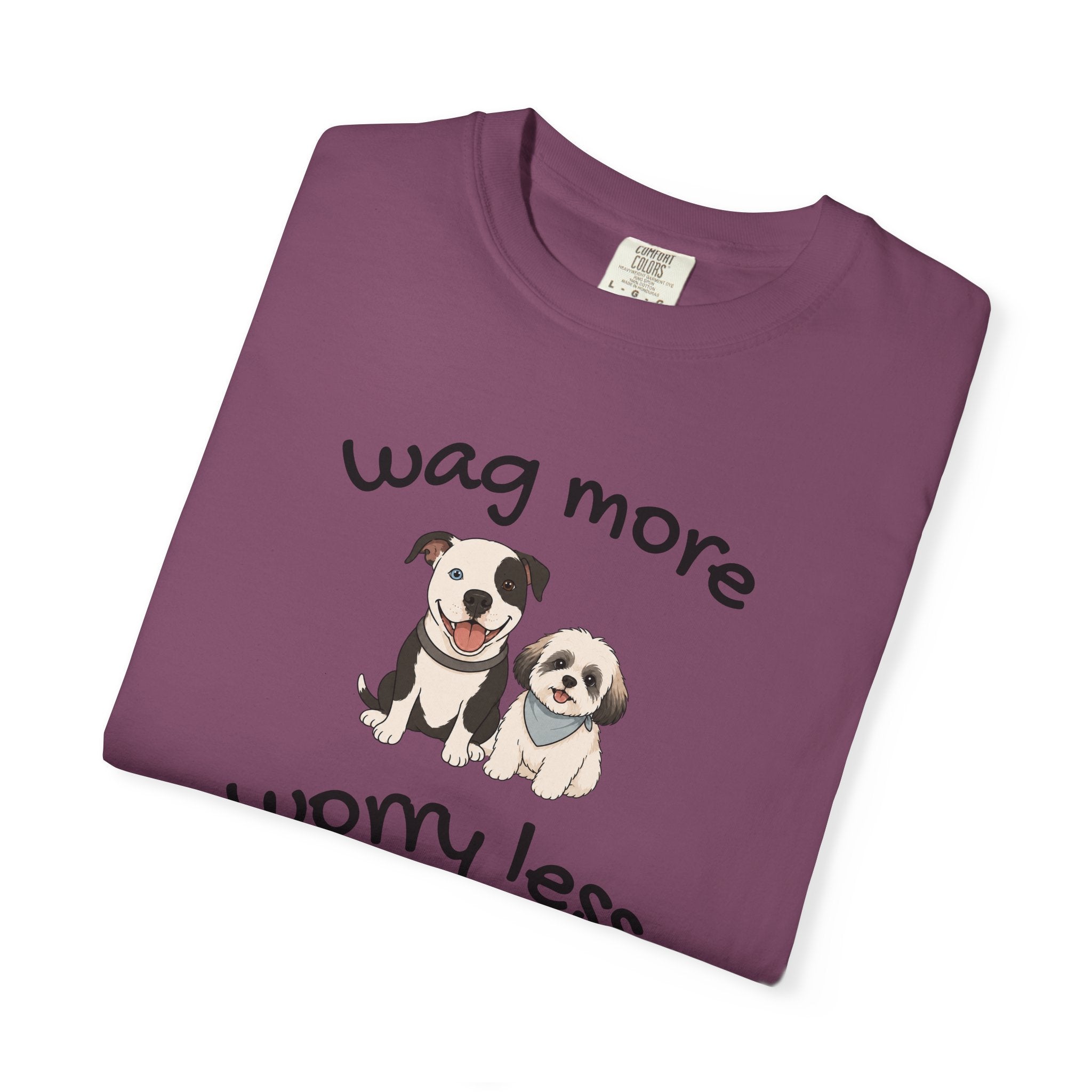 Wag More Worry Less Dog Graphic T-Shirt