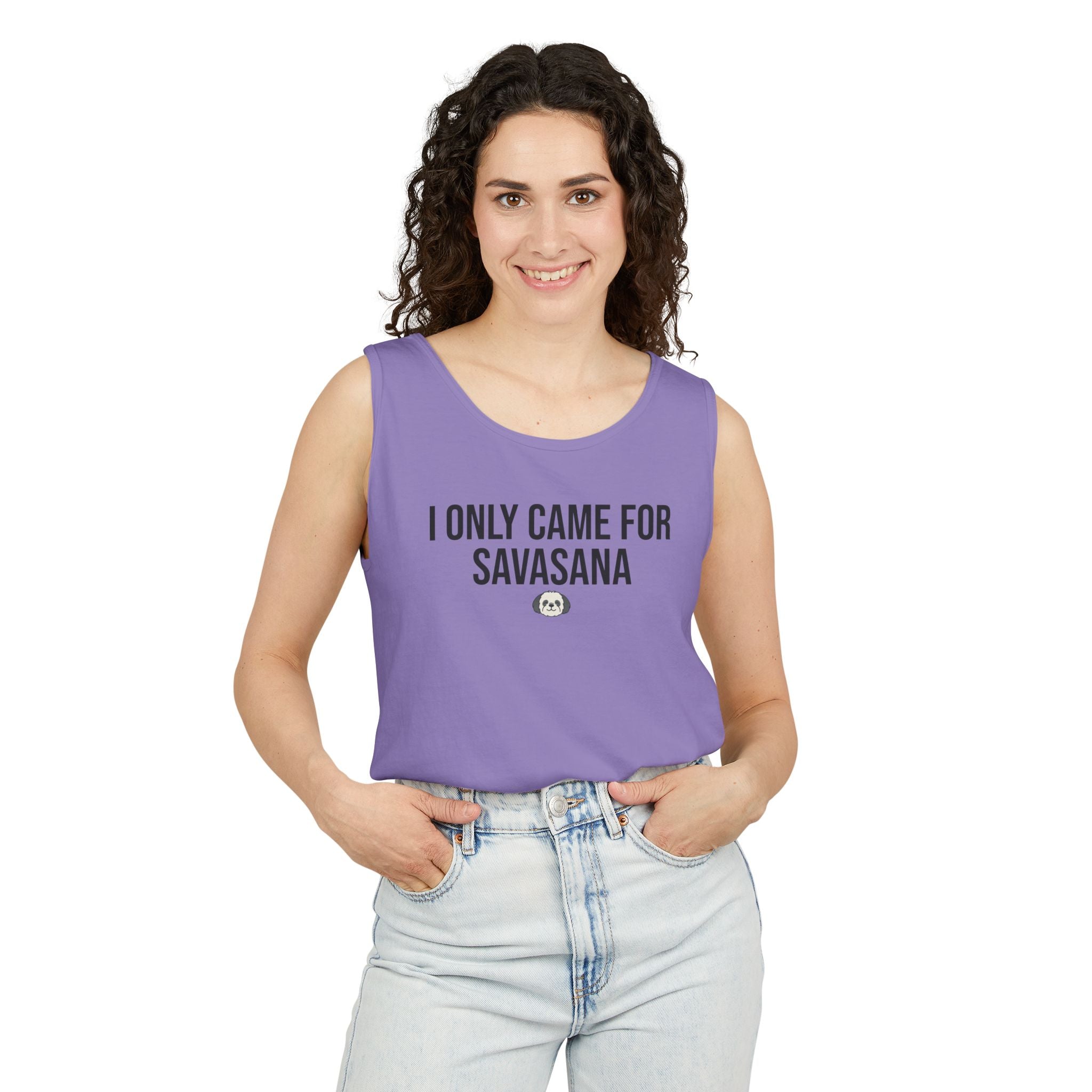 Yoga Tank Top — "I Only Came for Savasana" Shih Poo Design