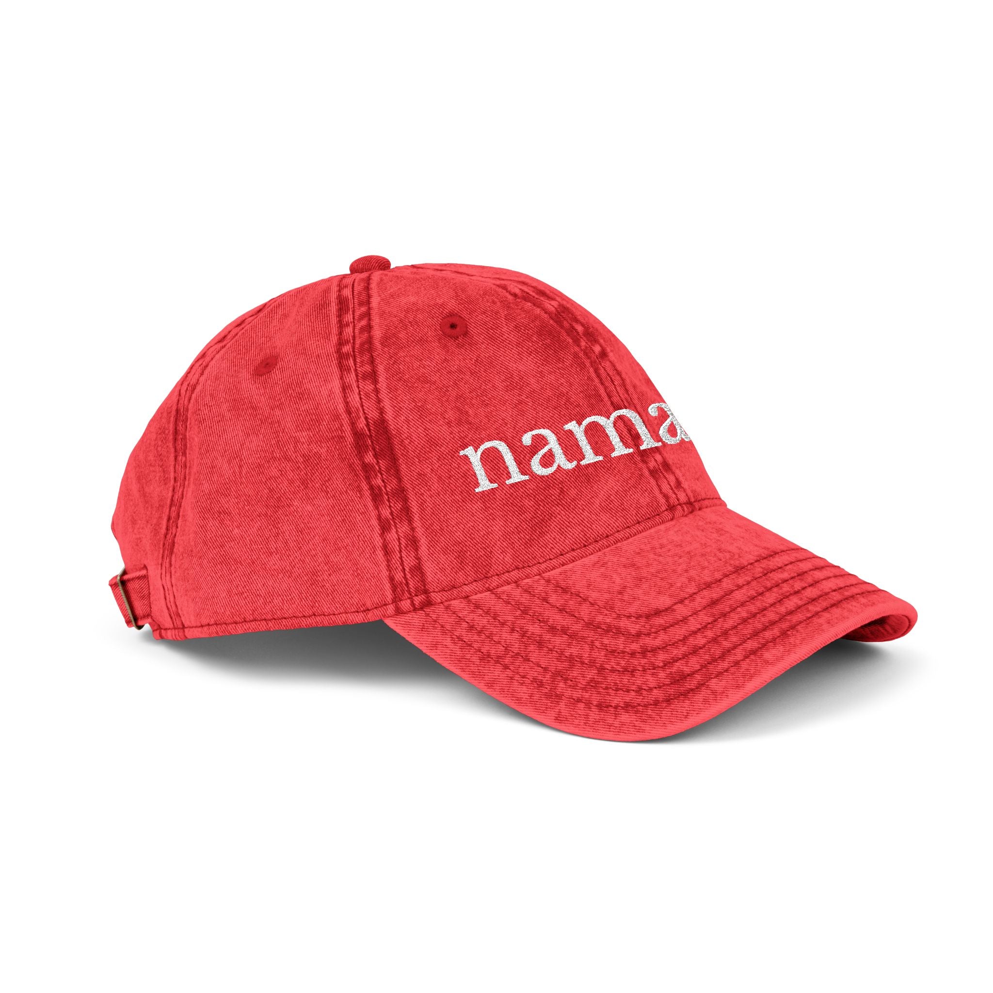 Vintage Embroidered Yoga Hat — "Namaste" Front with Cozy Shih-Poo Logo Back