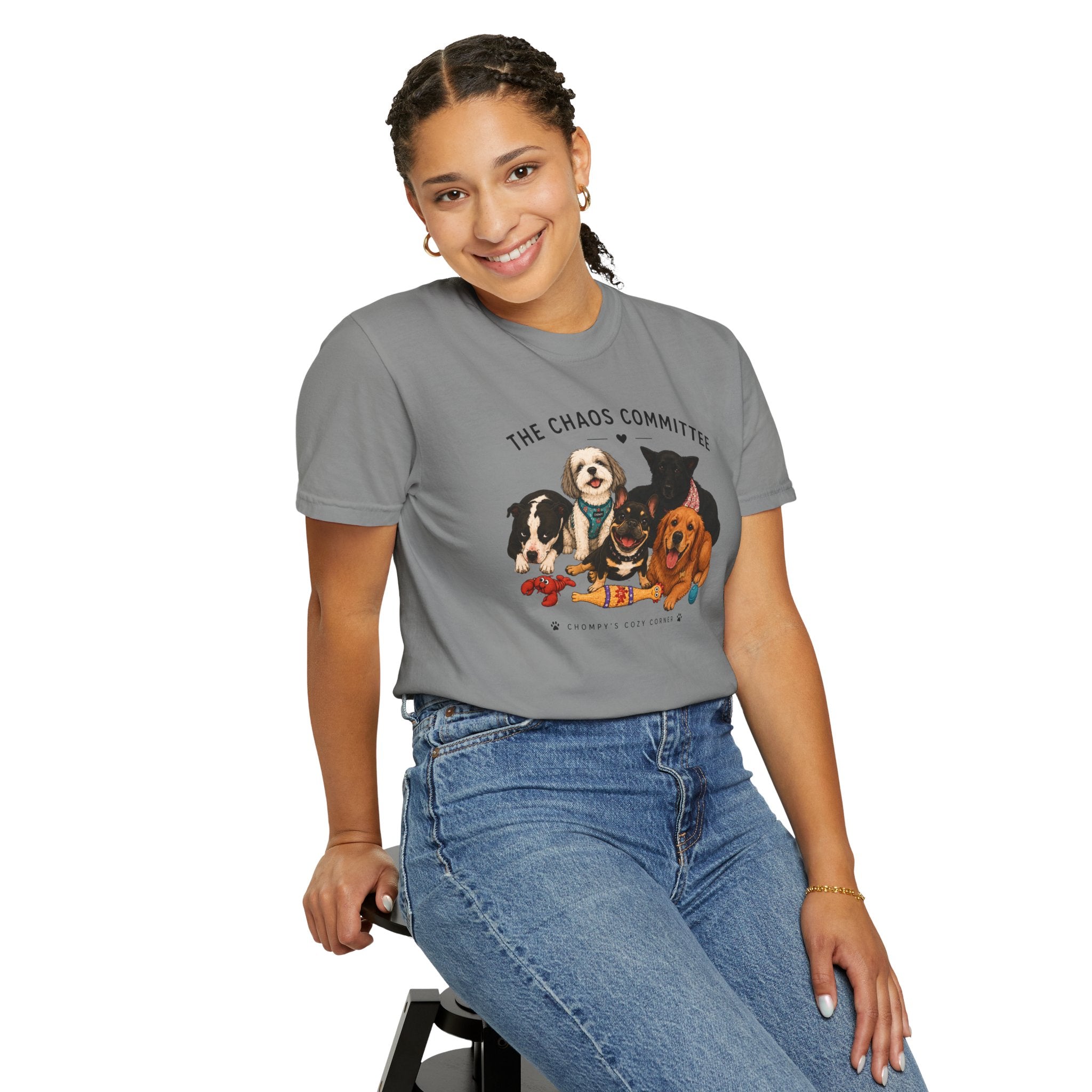 Chompy & Furriends ft. Fenlons: The Chaos Committee T-Shirt — Cute Pack of Dogs Graphic Tee