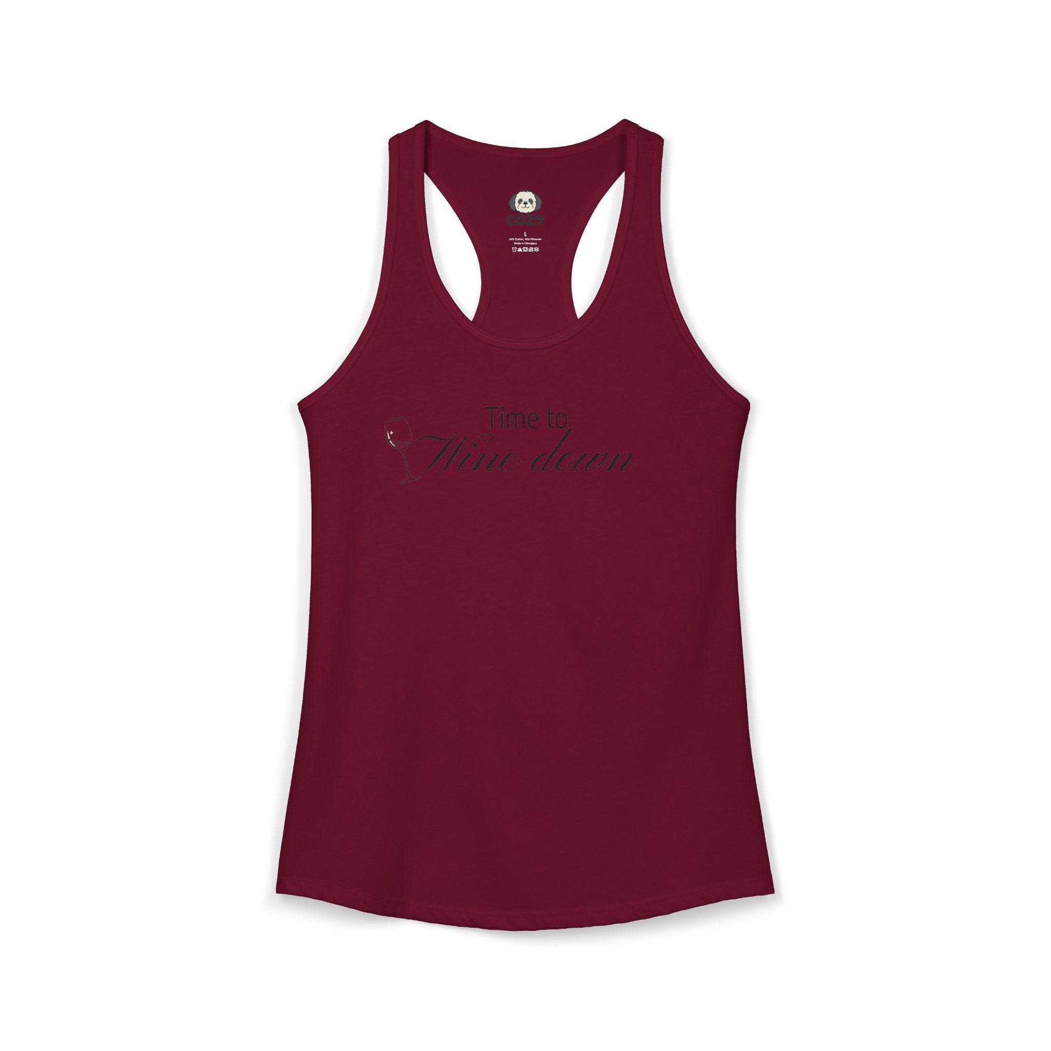 Time to Wine Down Racerback Tank — Yoga Wine Glass Tank Top for Women