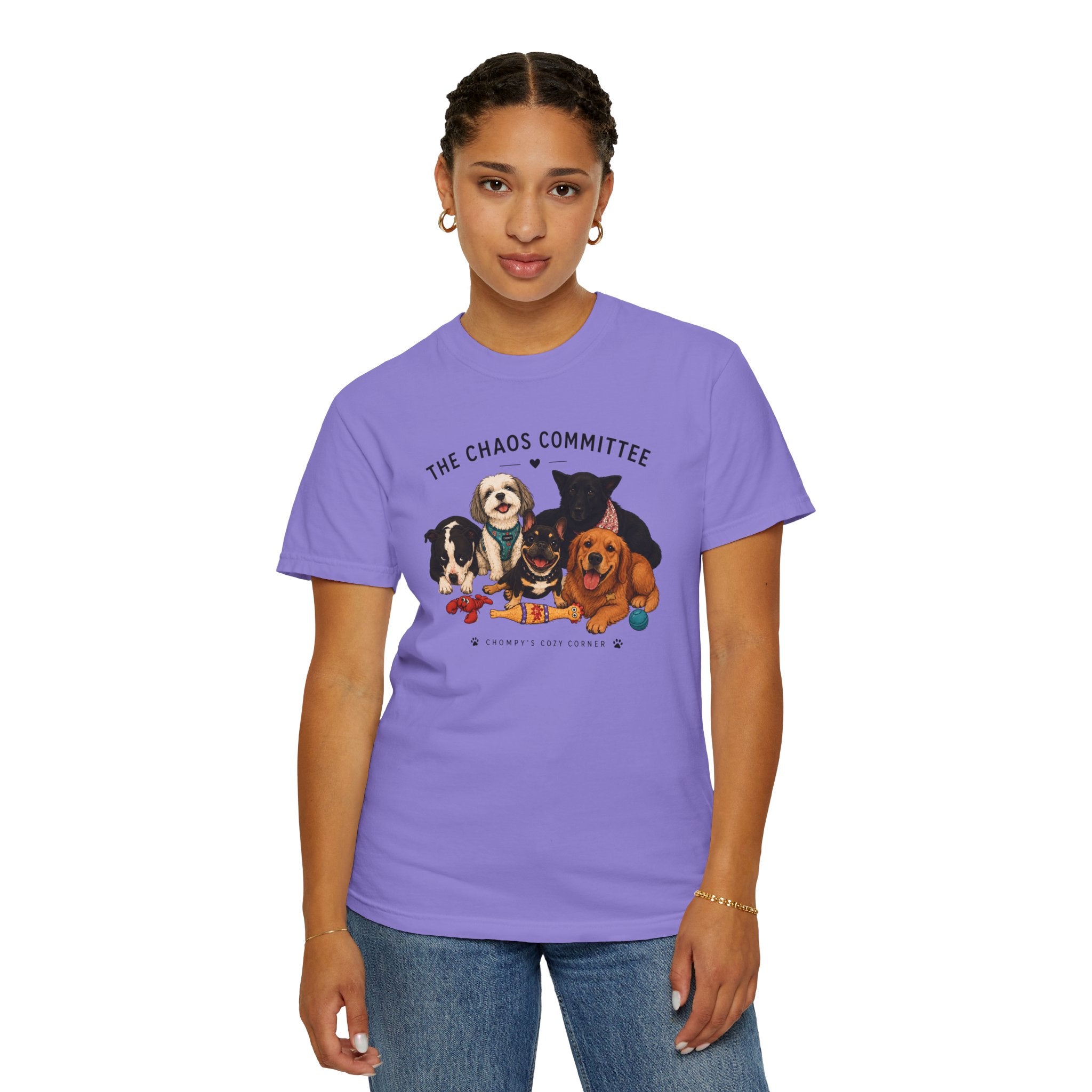Chompy & Furriends ft. Fenlons: The Chaos Committee T-Shirt — Cute Pack of Dogs Graphic Tee