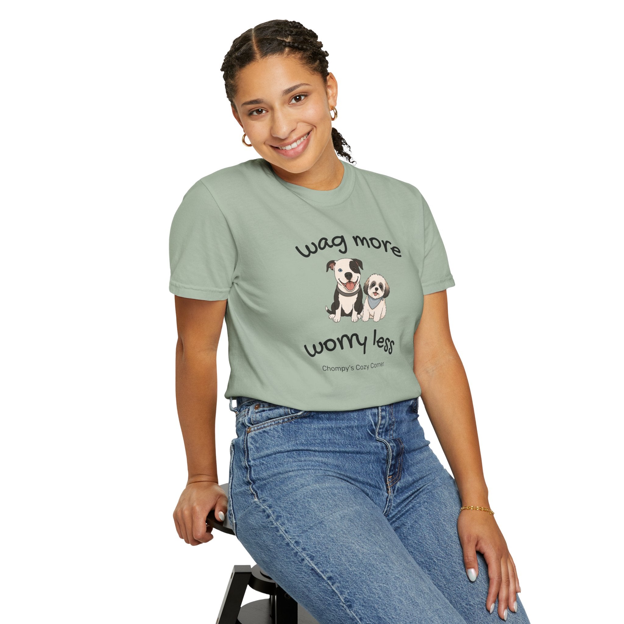 Wag More Worry Less Dog Graphic T-Shirt