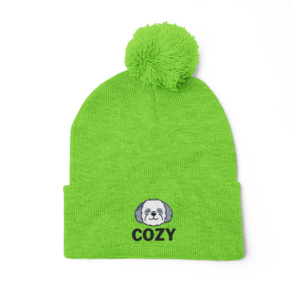 Cozy Shih-Poo Pom-Pom Knit Cap (Embroidery)