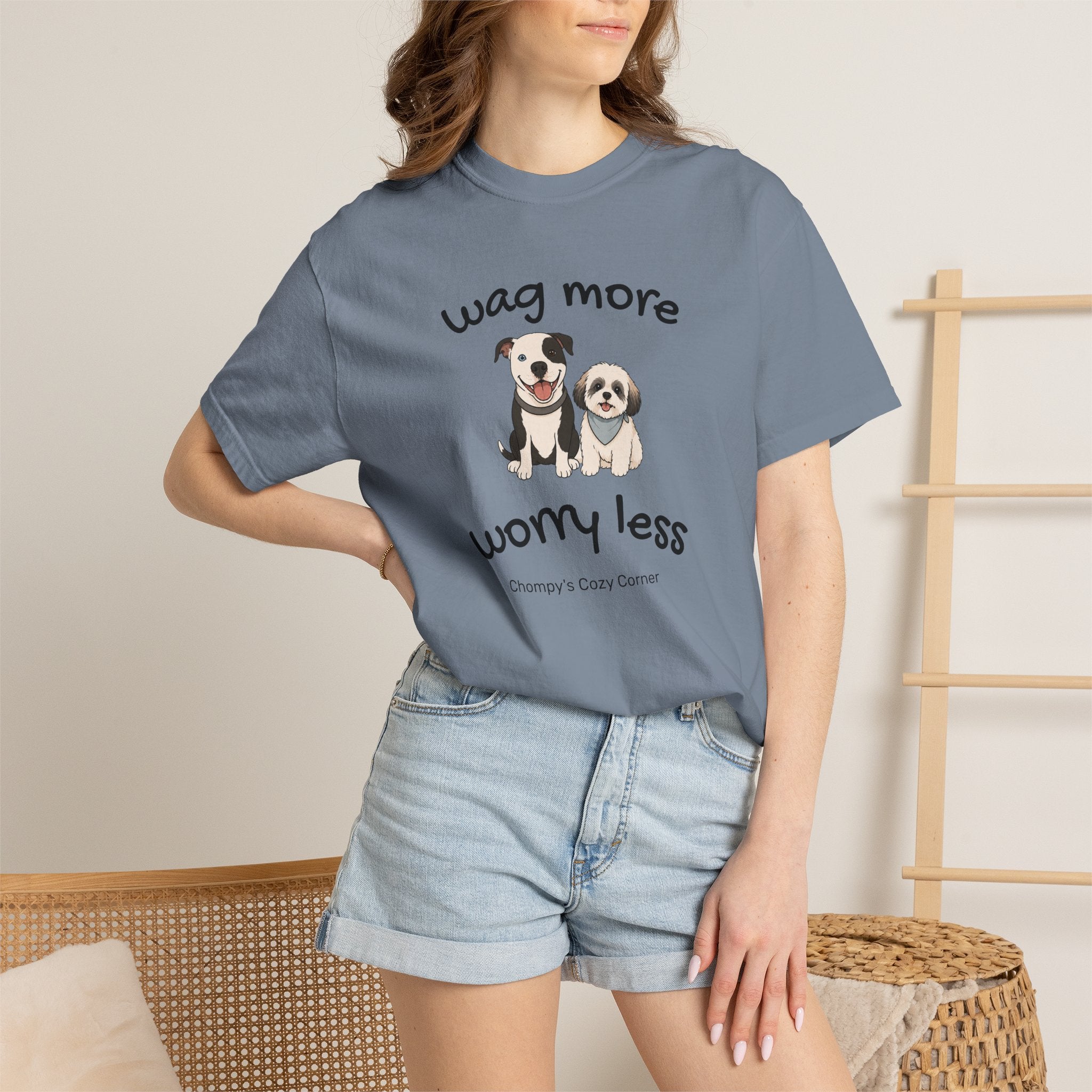 Wag More Worry Less Dog Graphic T-Shirt
